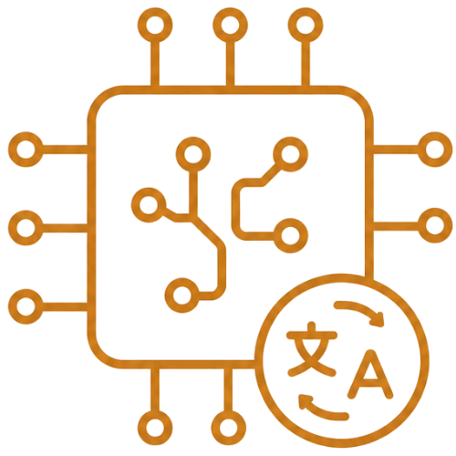 Icon Chip mit Sprachsymbol – maschinelle Übersetzungen mit Post-Editing bei UnaLingua
